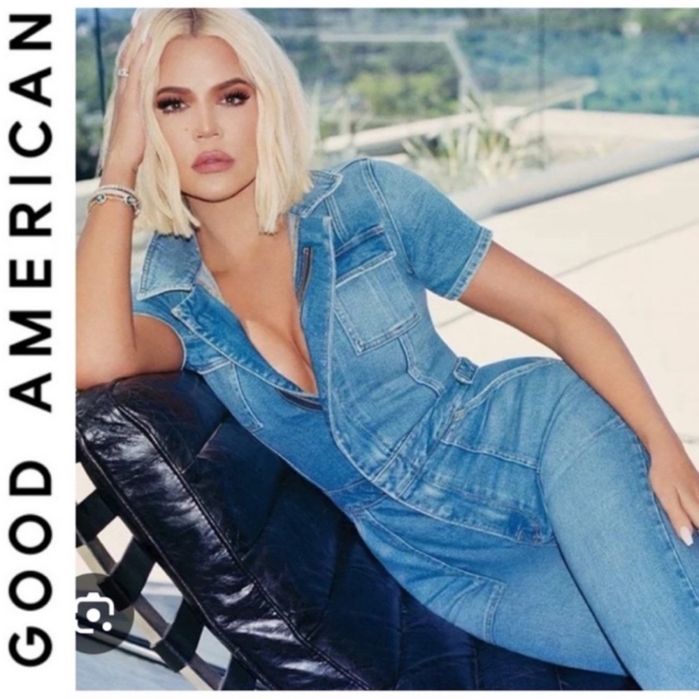 Good American Light Blue Denim Jumpsuit